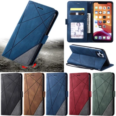 Splice Leather Wallet Flip Case Cover For iPhone 13 Pro 12 XR XS Max X 7 8 Plus - Image 1 of 4