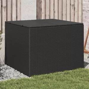 Garden Storage Box Black Poly Rattan Medium Storage - Picture 1 of 11