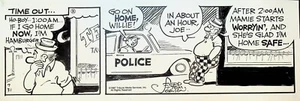 Moon Mullins Original Comic Strip Art Ferd & Tom Johnson July 31 Leaving Bar - Picture 1 of 1