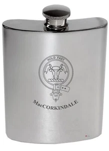 MacCorkindale Family Crest 6 Unzen poliertes Zinn Nierenflasche - Bild 1 von 1