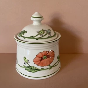 Vtg Villeroy & Boch Amapola Covered Sugar Bowl Lid Jam Jar Poppies Replacement - Picture 1 of 5