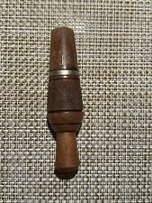 Vintage Old Duck Call Unknown Maker Checkered Metal Inlay JS