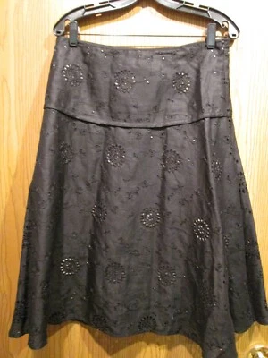 Falda de lino de encaje negra para dama Saint Tropez West talla 6 Foto 1 de 4