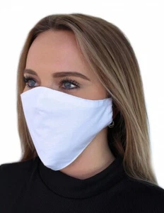 2 x Stoffmaske Baumwolle Gesichtsmaske Waschbar Weiß 2-lagig Alltagsmaske - Bild 1 von 4