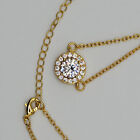 Gold Halo Necklace Made with Swarovski Crystals 17"