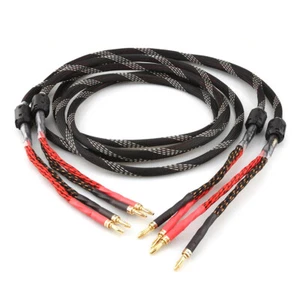 Pair Hi-End 16 Strands OFC Pure Copper Wire HIFI Audio Upgrade Speaker Cable - Picture 1 of 6