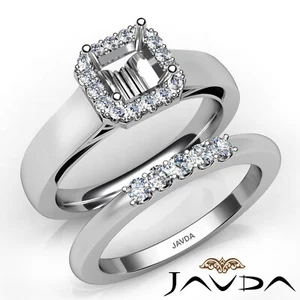 U Prong Diamond Engagement Semi Mount Ring Asscher Wedding Bridal Set 0.42Ct - Picture 1 of 33