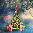 Cat Christmas Tree Shaped Ornament 2D Flat Acrylic Wood Ornament Xmas Decor