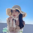 Big Lace Bow Straw Hat UV Protection Summer Hats Summer Sun Hat  Beach