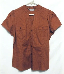 To The Max Top Womens Large Orange Ruffle Shoulder Button Up Cottagecore Y2K - Picture 1 of 6