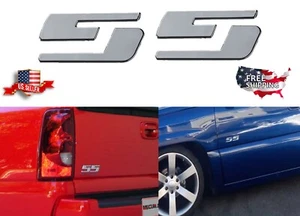 Chrome SS Emblems for Chevy Silverado GMC Sierra 7" x 1.6" BIG Badges Stick On - Picture 1 of 6