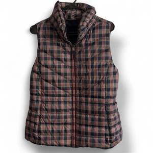 Talbots  Holiday Plaid Down Puffer Vest Size Small  Blue RL Christmas Inspired - Picture 1 of 6