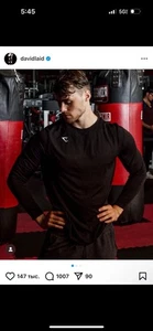 Camisa Gymshark Sin Costuras David Laid Onyx Manga Larga Para Hombre Grande Negra Rendimiento - Imagen 1 de 9