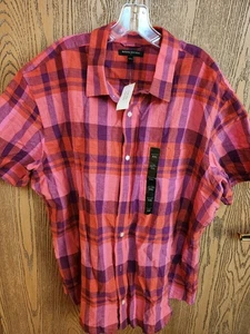 Banana Republic Leinenmischung kariertes Hemd mit Knopfleiste Herren XXL NEU - Bild 1 von 5