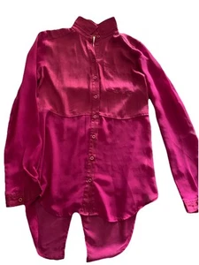 FREE PEOPLE, Best of Both Worlds, Magenta Sheer Button Tunic, Sz XS. - Picture 1 of 4