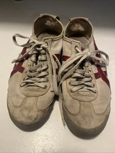 ASICS Onitsuka Tiger Mexico 66 Beige & Red Shoes Sneakers - Mens Size 8 D3K0N - Picture 1 of 12