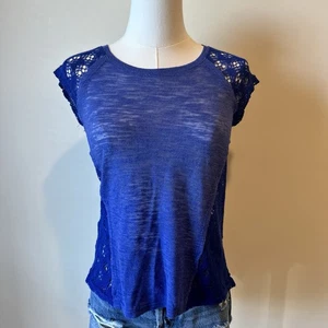 Women’s Eyeshadow Blue T-Shirt See Through Sides Small - Picture 1 of 6