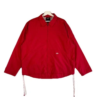 Dickies Windbreaker Jacket Mens Large Red Nylon Mesh Lined Drawcord Hem Full Zip - image 1 of 4