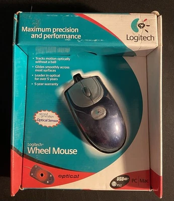 Logitech M-BJ58 USB Optical Mouse 2-Button, Wired, Blue, New With Box. - Image 1 of 4