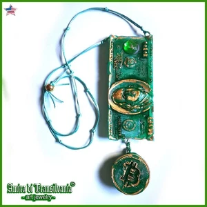 Money Talisman Attraction Richness Wealth Amulet Coin Jewel Necklace Pendant - Picture 1 of 24
