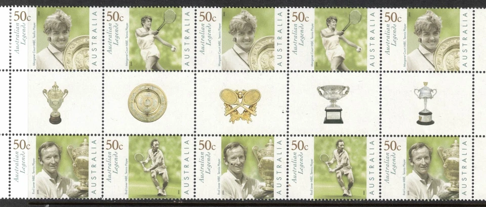 AUSTRALIA, 2003 TENNIS GUTTER STRIP 10 MNH — 第 1/1 张图片