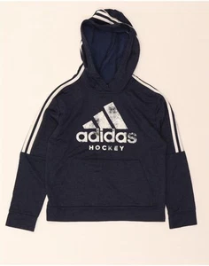 ADIDAS Boys Hockey Graphic Hoodie Jumper 10-11 Years Medium Navy Blue AX02 - Picture 1 of 3