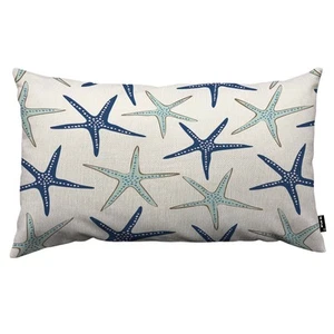 Nautical Starfish Decorative Pillow Covers Navy Blue and Turquoise Sea Stars ... - Picture 1 of 7
