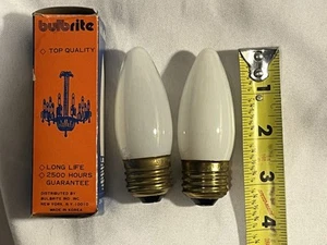 (3) Chandelier 25W 130V 25ETW/Torpedo White Standard E26 Base Bulb Bulbrite - Picture 1 of 6