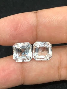 9,85 Karat seltenes unbehandeltes Pollucit Edelsteinpaar im Asscherschliff aus Afghanistan - Bild 1 von 9