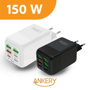 150W USB-C 6-fach Schnellladegerät 2x USB-C 4x USB Charger Mehrfach Stecker - Bild 1 von 13