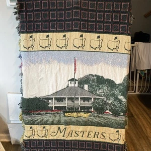 Vintage The Masters Golf Course Afghan Blanket Tapestry Rare Unique Large 74x48 - Picture 1 of 10