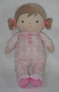 Bambola Little Me Baby Lovey capelli castani rosa floreale damascato 11" peluche sonaglio - Foto 1 di 5