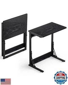 Tatub Folding TV Tray Table Set of 2, 24" Wide C-Shaped End Table for Couches - Picture 1 of 5