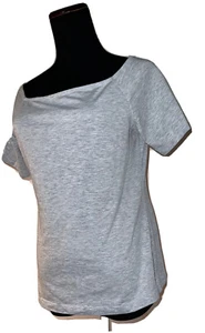 H&M Womens Med Solid Gray Slim Fit Short Sleeve Square Neckline Pullover T Shirt - Picture 1 of 4