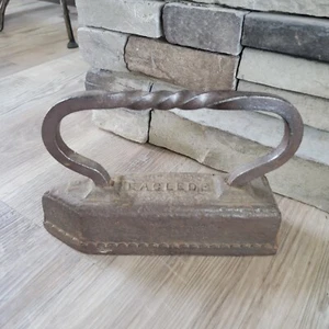 1800's Laglede Cast Iron Flat Iron No. 19 With Twisted Handle Door Stop - Picture 1 of 8