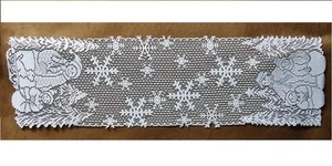 Lace Table Runner White 11" x 44" SnowFamily Diningroom Christmas Den Piano - Picture 1 of 4