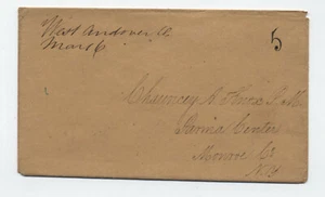 1850s West Andover Ohio manuscript stampless cover to Parma Center NY [5250.150] - Picture 1 of 3