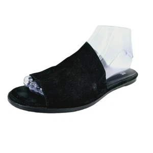 Mules planos sin cordones Eileen Fisher 8,5 cuero nobuck negro punta abierta suave cómodo - Imagen 1 de 14