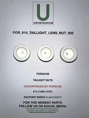 JUEGO COMPLETO DE TUERCAS DE LUZ TRASERA PARA PORSCHE 914 # 91463194010 Foto 1 de 3