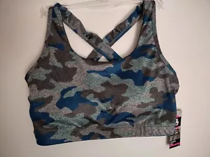New Series 8 Fitness CAMOUFLAGE Padded Sports Bra Wire Free Racerback Sz L - Picture 1 of 11