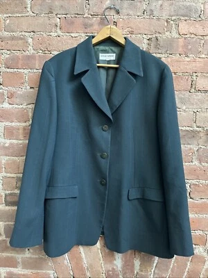 Vintage Giorgio Armani Collezioni  Women’s Jacket, Sz XL, Pine Blue Pinstripe IT - Image 1 of 4
