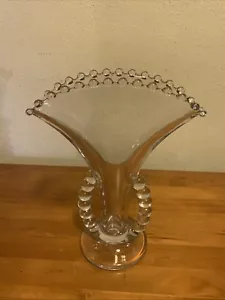 Imperial Candlewick Clear Glass Fan Vase Graduated Bubble 9 1/2" - Picture 1 of 3