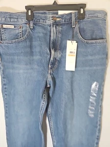 Calvin Klein Mens Straight Fit blue Jeans Size100% Cotton Zip Fly waist 33 - Picture 1 of 8
