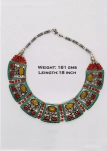 N4b Tibetan handmade Jewelry Turquoise Amber Necklace coral beads Ladies Mala - Picture 1 of 3