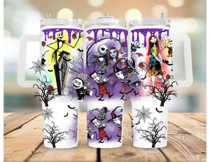 40 oz tumbler Jack Skellington with a Purple Glitter Drip - Picture 1 of 1