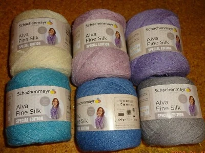 125 €/1 kg Alva Fine Silk Strickgarn Wolle 100 g mit 25 % Seide Schachenmayr NEU - Bild 1 von 2
