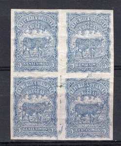 URUGUAY, YV # 163 a. BLOCK OF 4, IMPERFORATED, MH - MNH - Imagen 1 de 1
