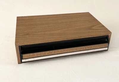 Vintage Audio Cassette Tape Storage Box Case Single Large Drawer Faux Wood - Image 1 of 4
