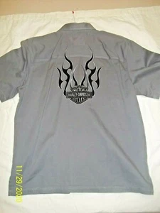 Nice L LARGE Harley Davidson GRAY Button-down Shirt LOOK BUY IT NOW - Imagen 1 de 6