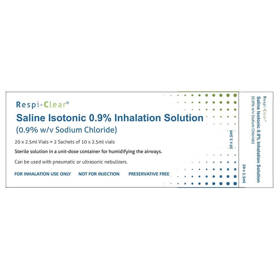 Respi-Clear Isotonic 0.9% Saline Inhalation Solution 2.5ml x 20 - Image 1 of 1